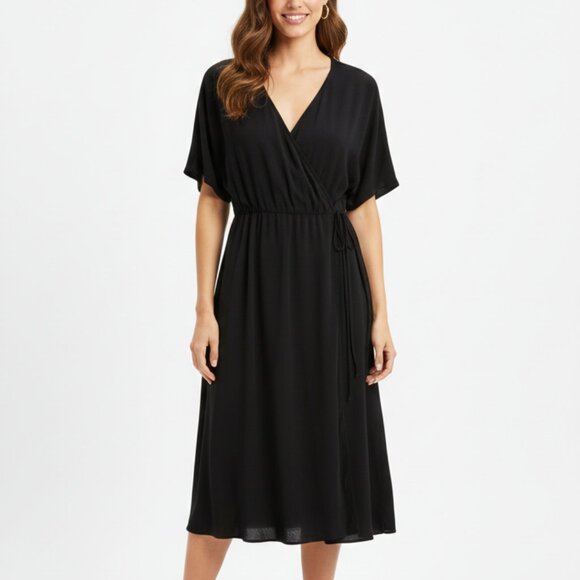 Aritzia Babaton Wrap Dress Style YPO1-8496-27 Black Large - Picture 1 of 7